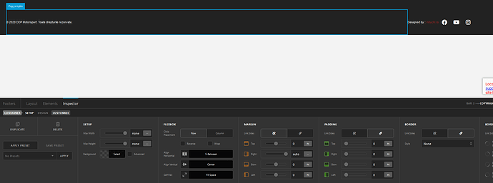 settings for the first container