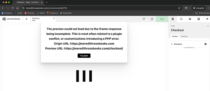 Checkout Cornerstone Incognito Chrome