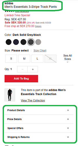 product title and tabs
