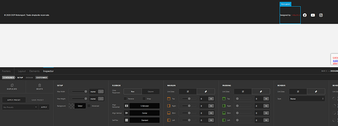 settings for the second container