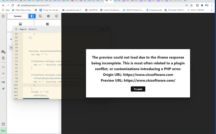 error message