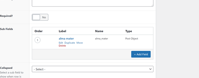 repeater field alumni of
