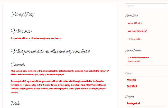 sidebar font