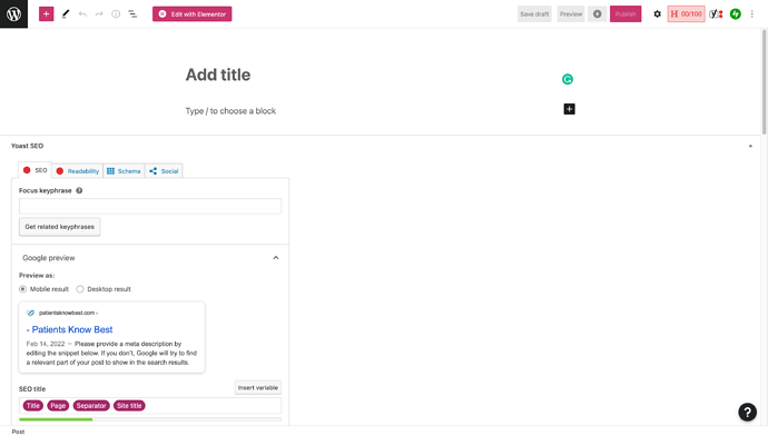 Add New Post ‹ Patients Know Best — WordPress