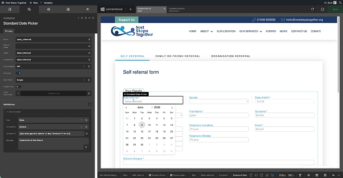 date picker validation