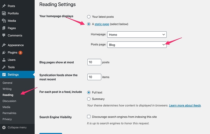 Reading_Settings_‹X_Dev_Tutorials—_WordPress