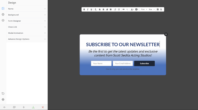Popup Designer Error