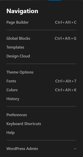 menu options