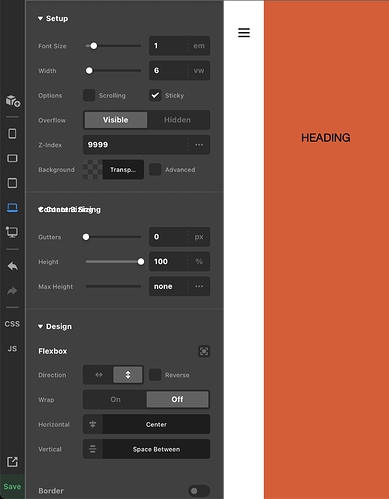 Header left bar sticky config not showing