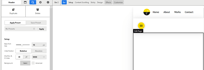 navigation modal
