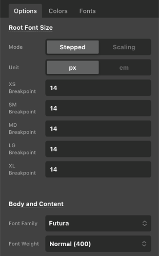 root-font settings